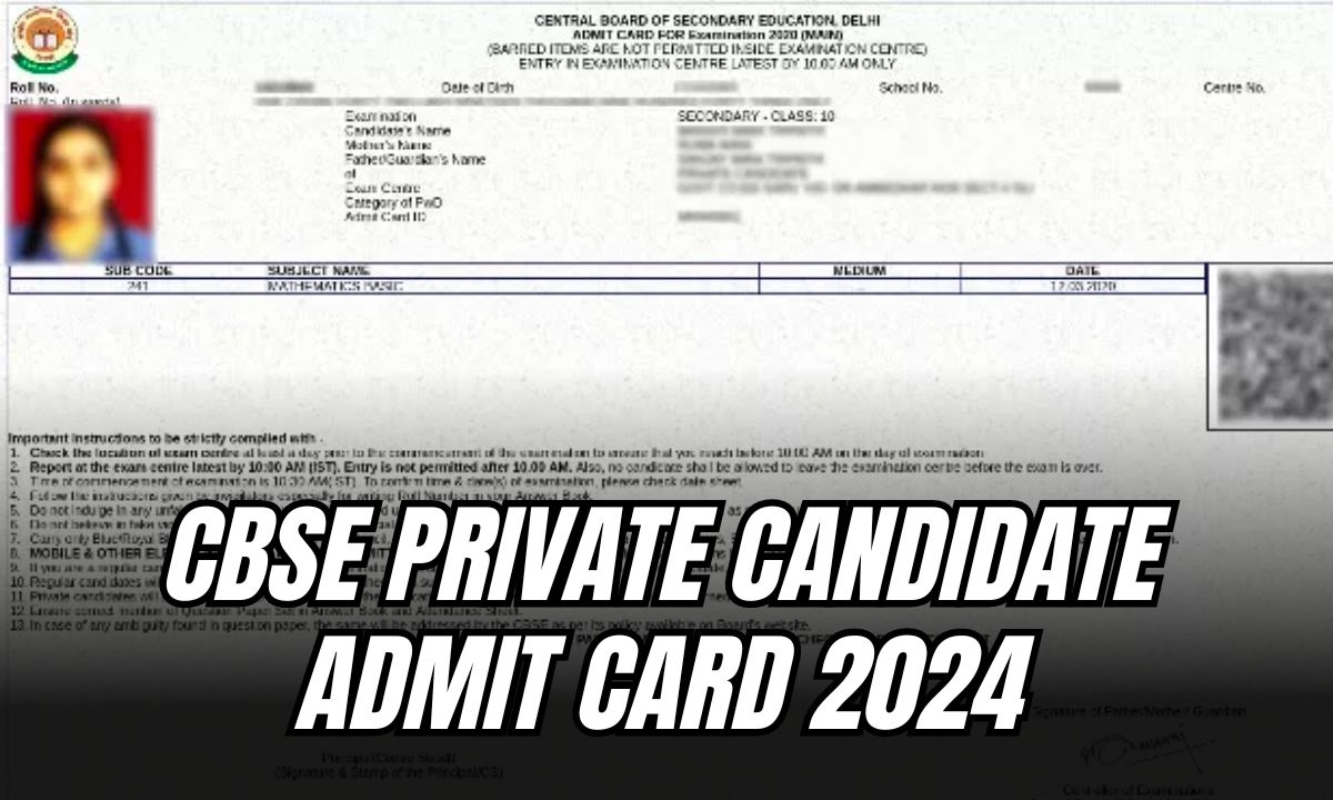 Private candidate admit card 2024